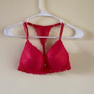 Bright pink bra
